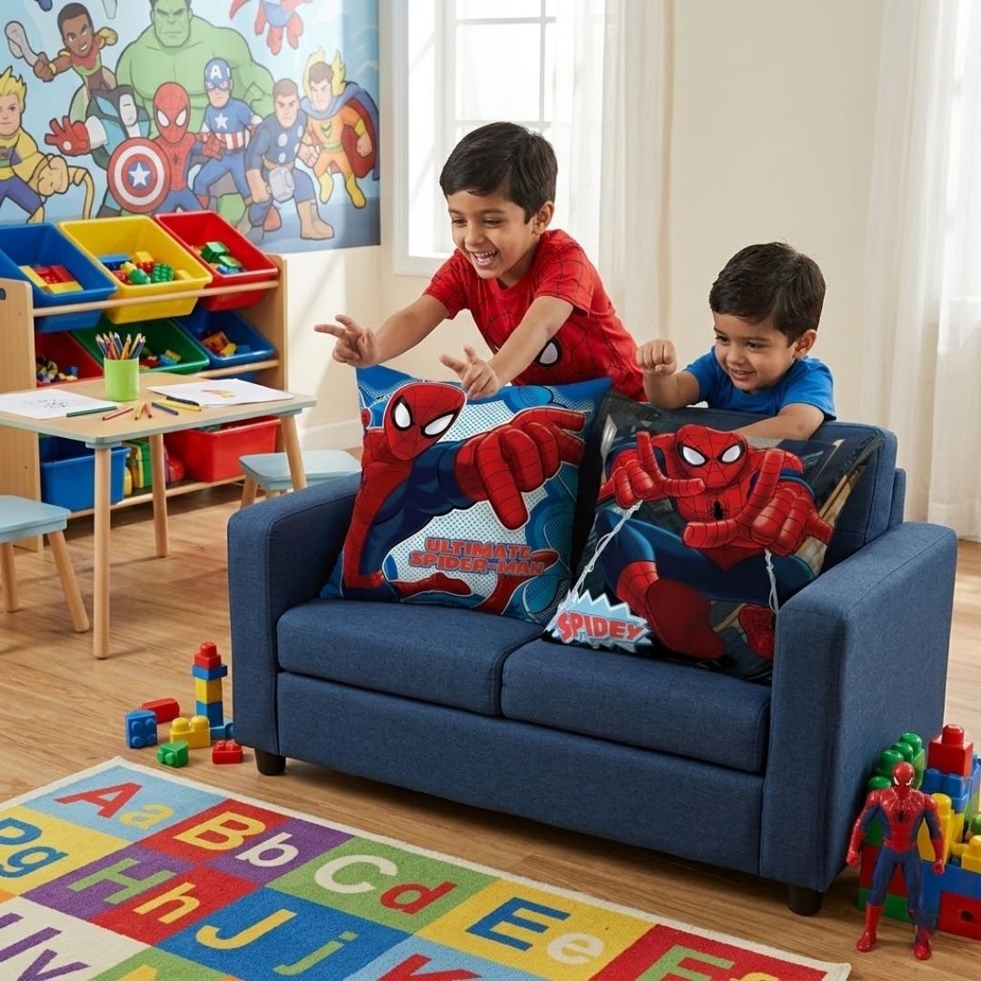 Premium Marvel Spiderman Printed Set of 2 Cushion Covers by Athom Living - Athom Living