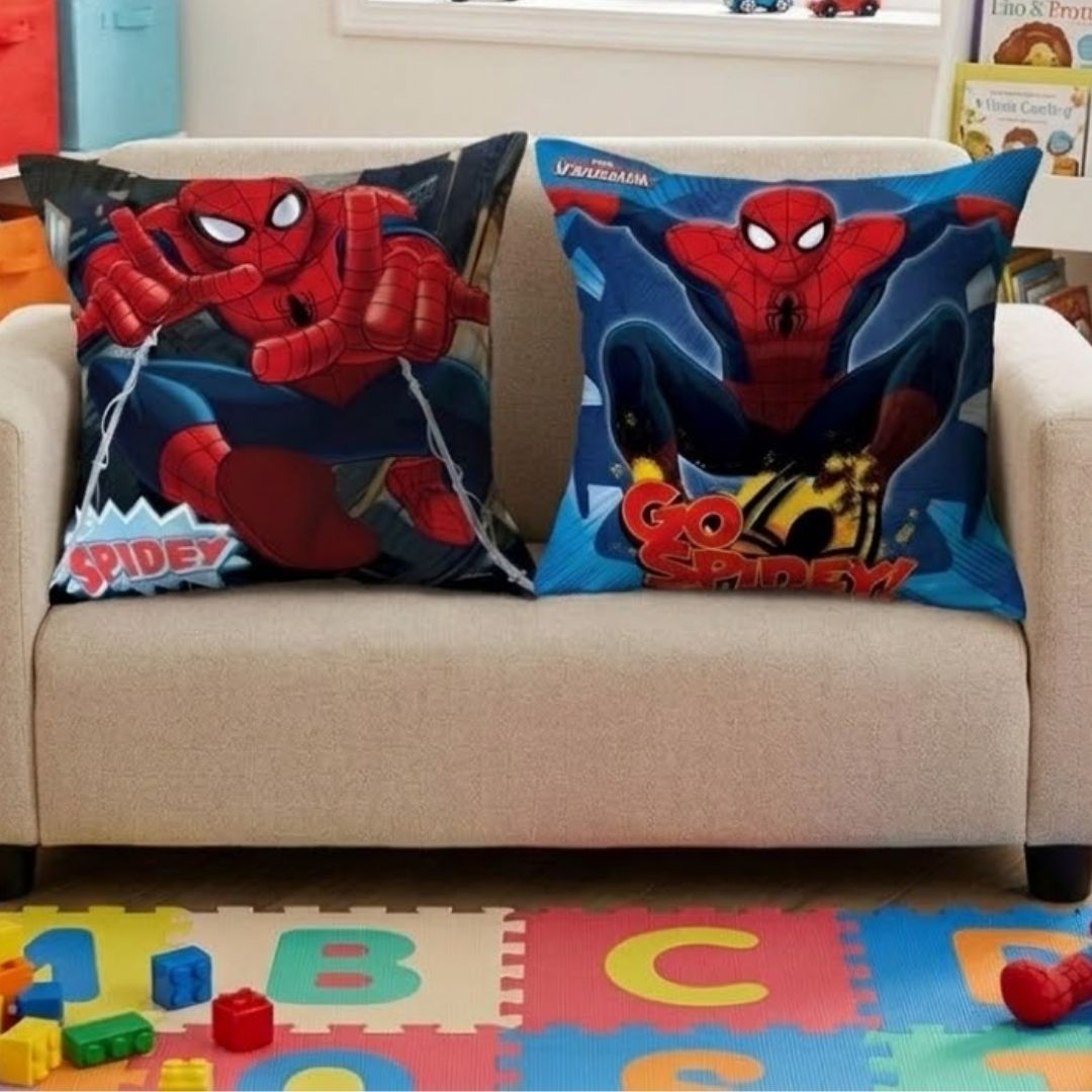 Premium Marvel Spiderman Printed Set of 2 Cushion Covers by Athom Living - Athom Living