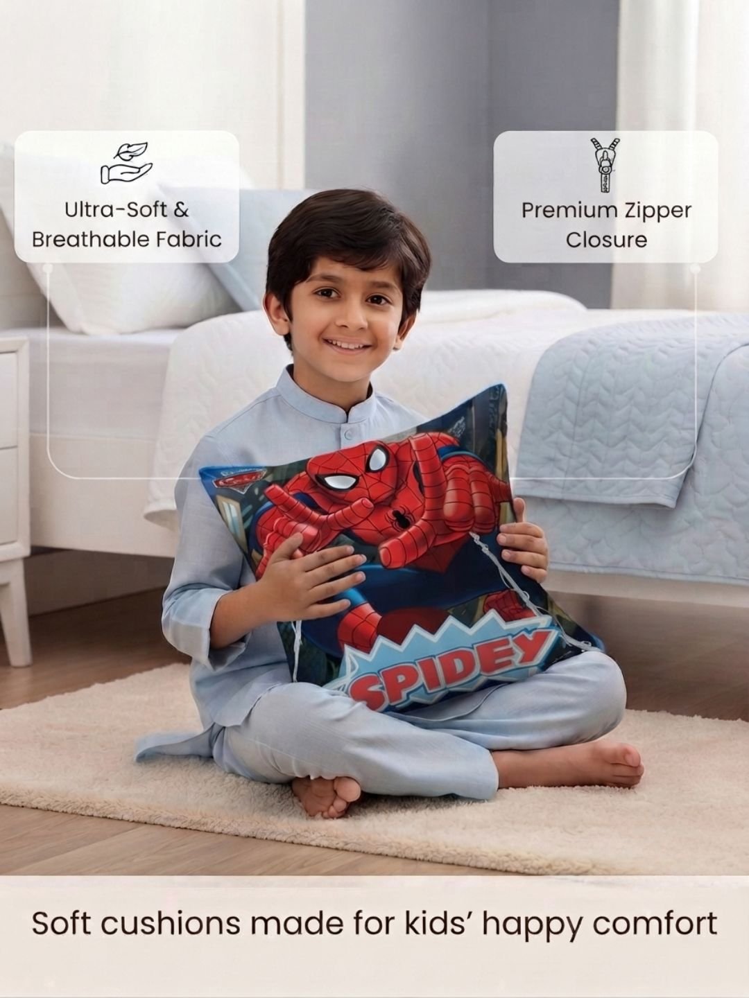 Premium Marvel Spiderman Printed Set of 2 Filled Cushion by Athom Living - Athom Living