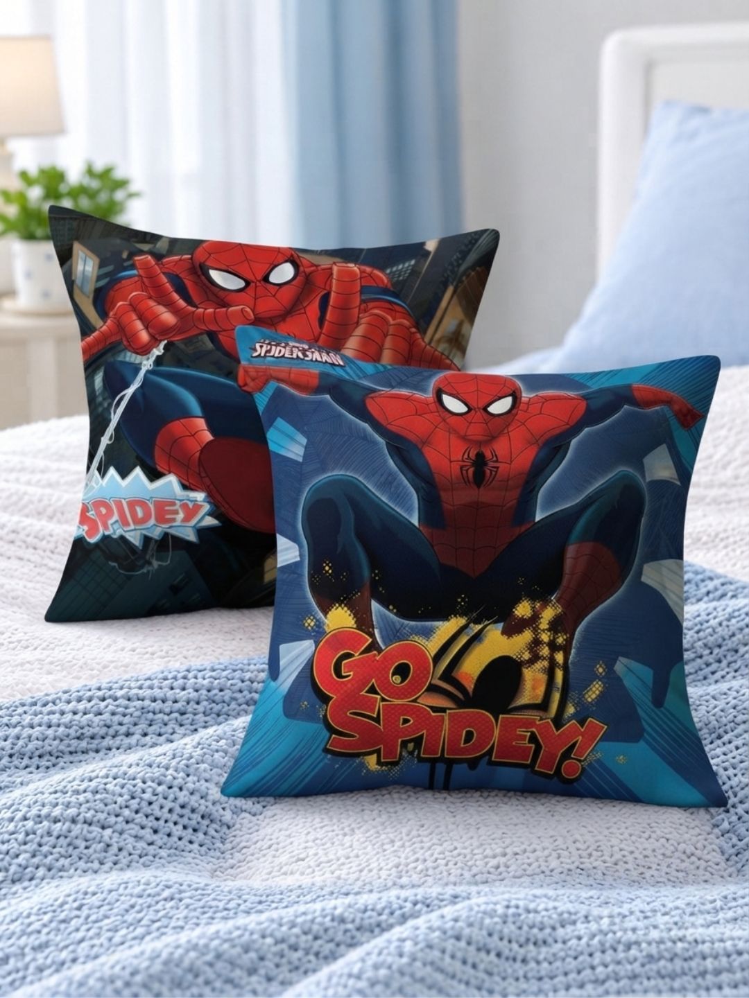 Premium Marvel Spiderman Printed Set of 2 Filled Cushion by Athom Living - Athom Living