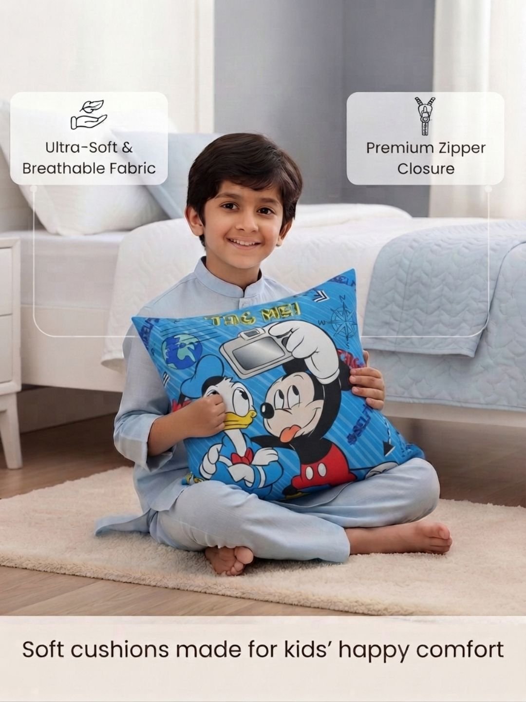 Premium Mickey & Donald Printed Cushion Cover by Athom Living - Athom Living