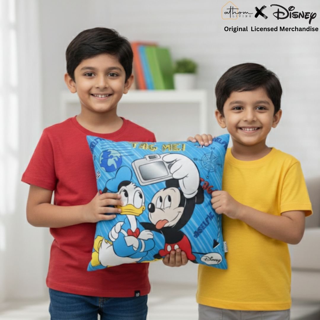 Premium Mickey & Donald Printed Cushion Cover by Athom Living - Athom Living