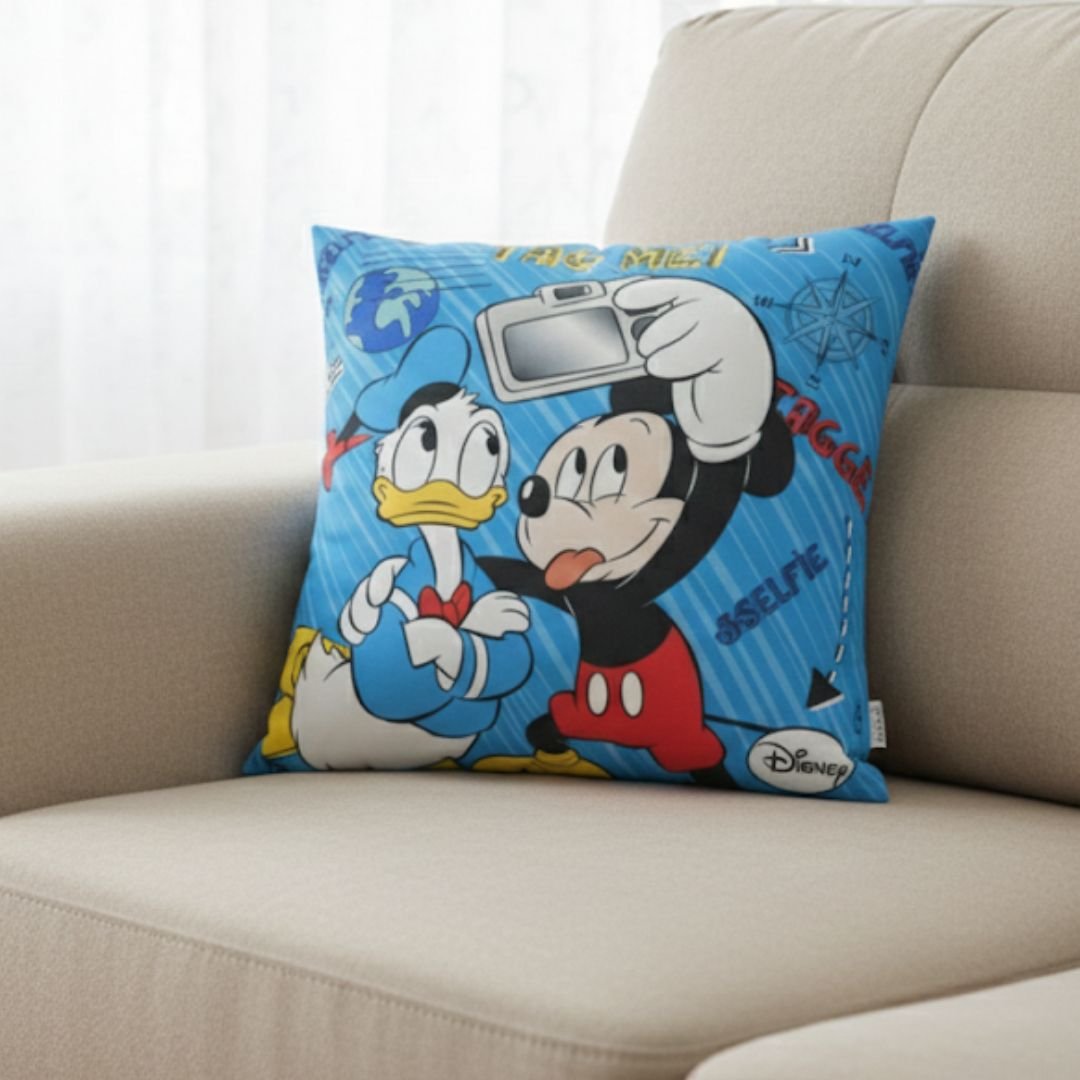 Premium Mickey & Donald Printed Cushion Cover by Athom Living - Athom Living