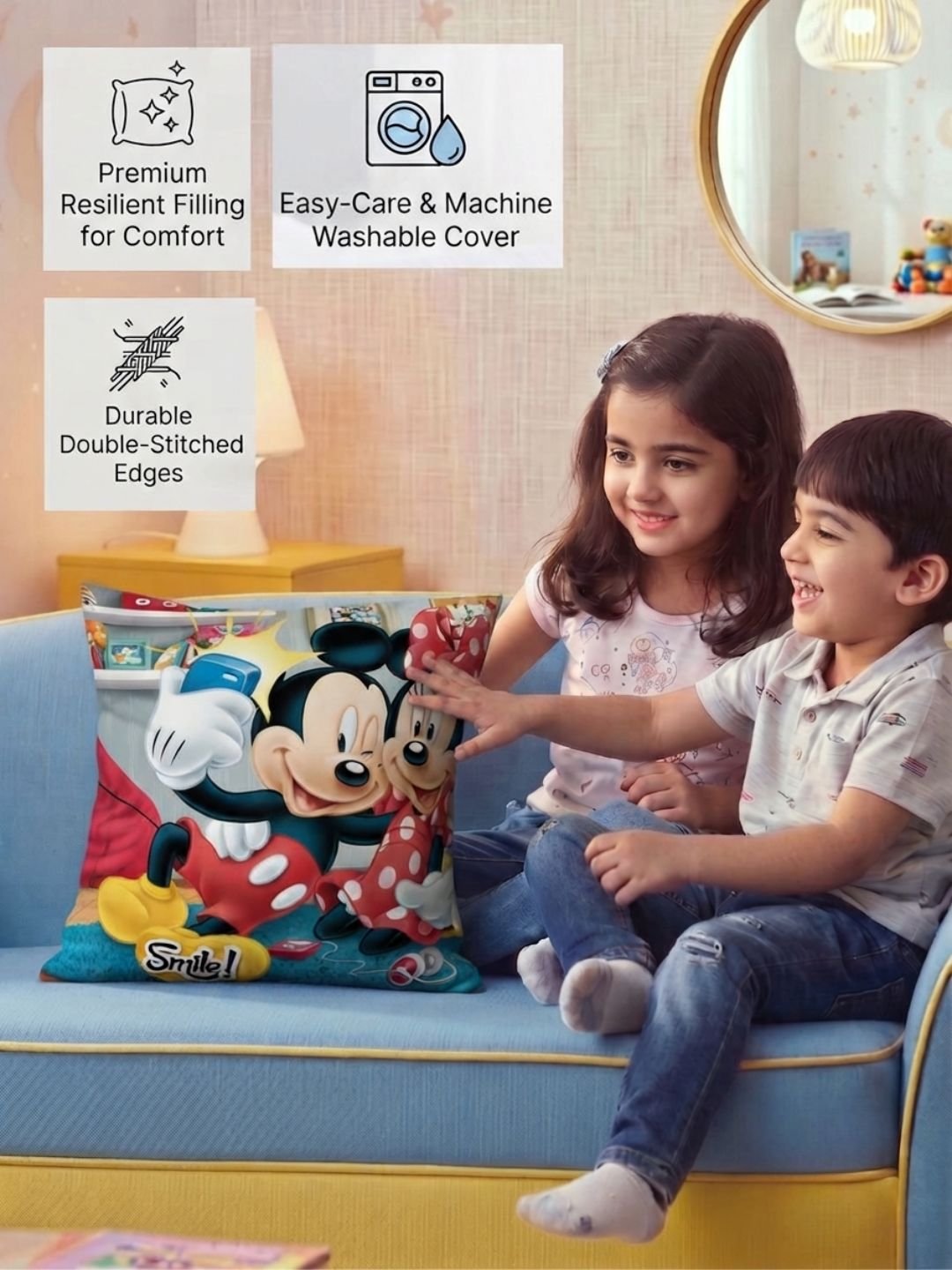 Premium Mickey & Minnie Printed Cushion Cover by Athom Living - Athom Living
