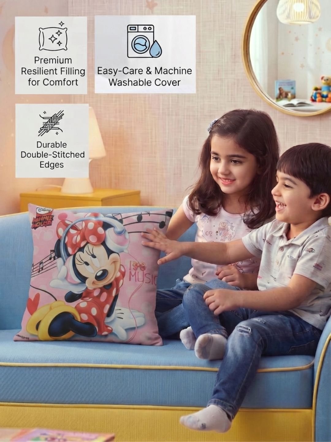 Premium Minnie Mouse Printed Cushion Cover by Athom Living - Athom Living