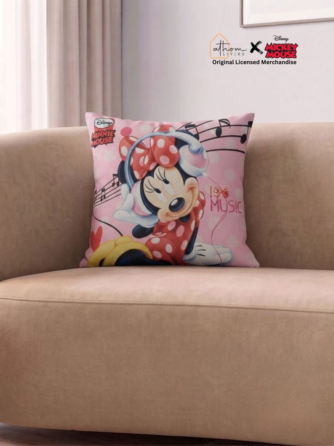 Premium Minnie Mouse Printed Filled Cushion by Athom Living - Athom Living