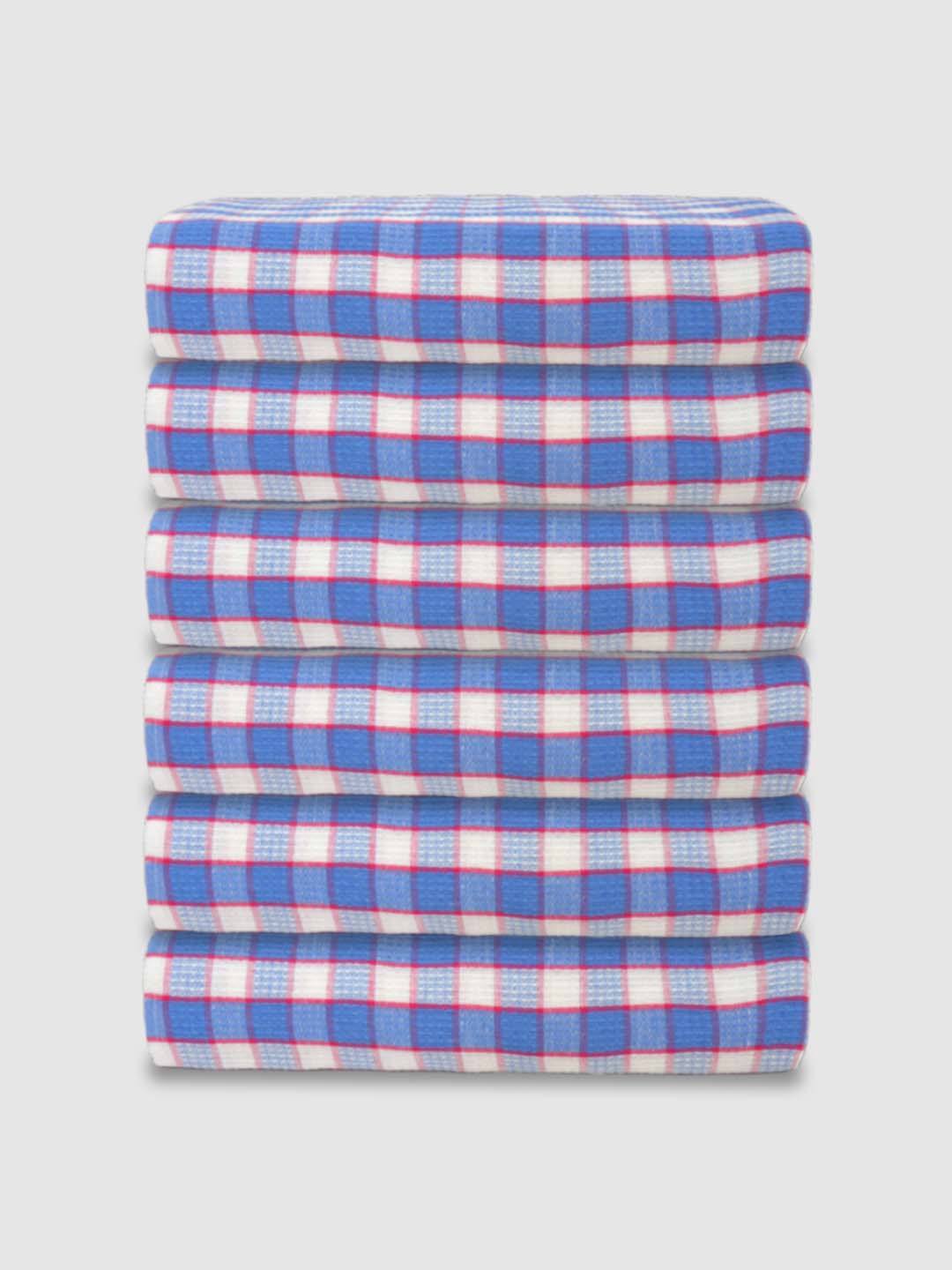 Premium Multicolor Checkered Cotton Bath Towel (Pack of 6) by Athom Living - Athom Living