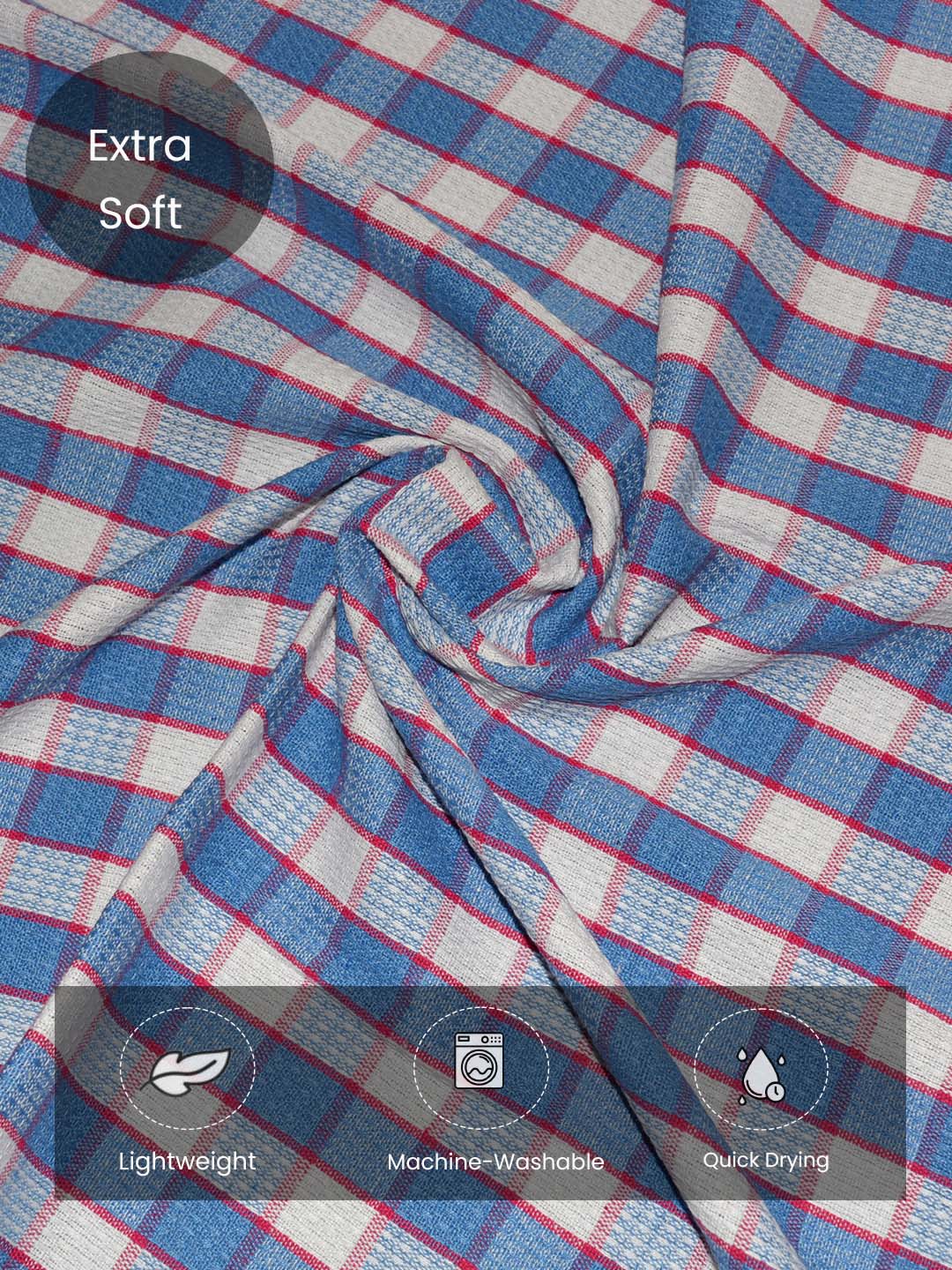 Premium Multicolor Checkered Cotton Bath Towel (Pack of 6) by Athom Living - Athom Living