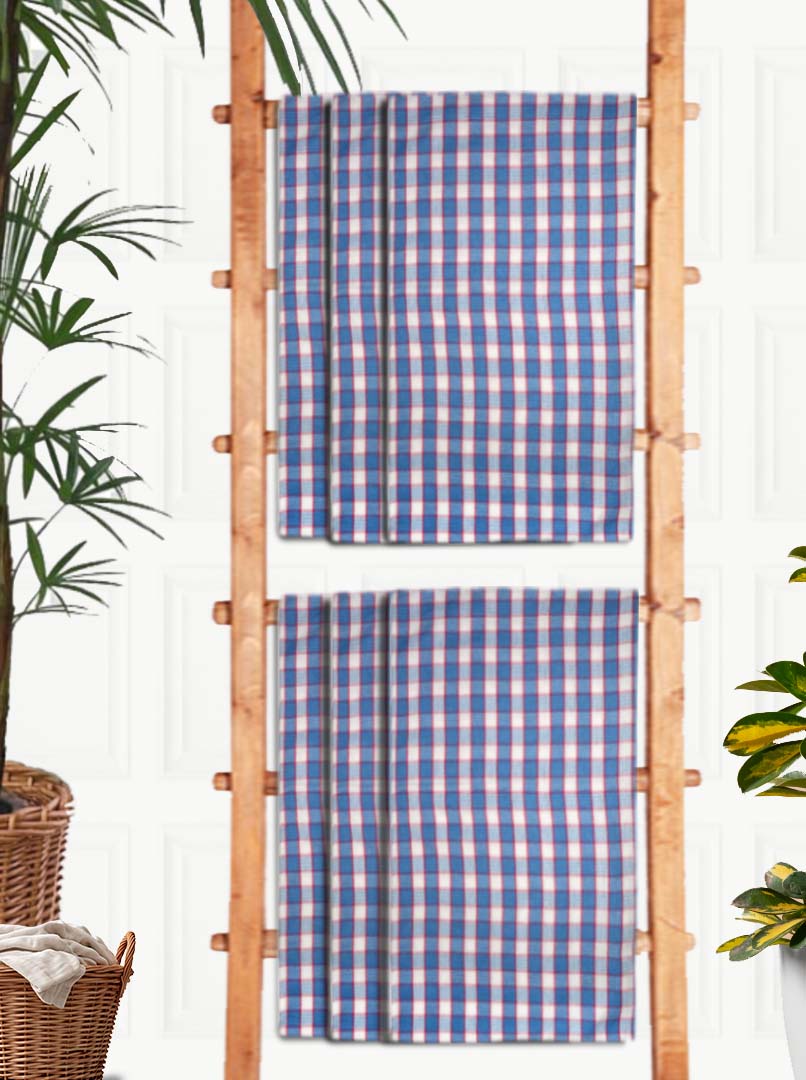 Premium Multicolor Checkered Cotton Bath Towel (Pack of 6) by Athom Living - Athom Living