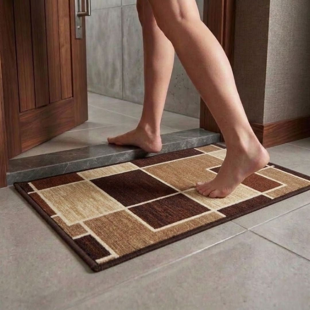 Premium Multicolor Doormat and Brown Bathmat Combo Pack of 2 by Athom Living - Athom Living