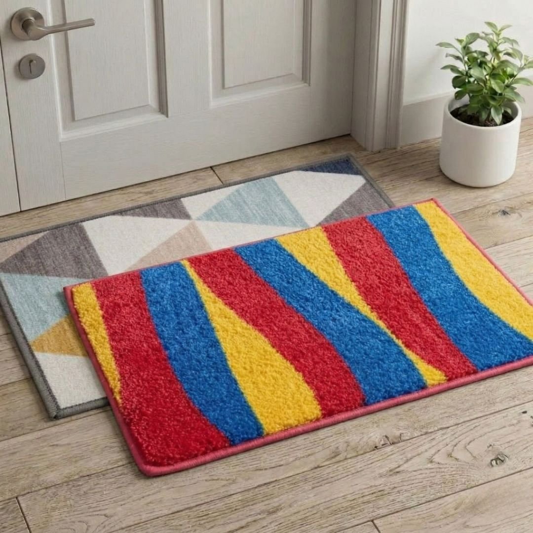 Premium Multicolor Doormat & Bathmat Combo Pack of 2 by Athom Living - Athom Living