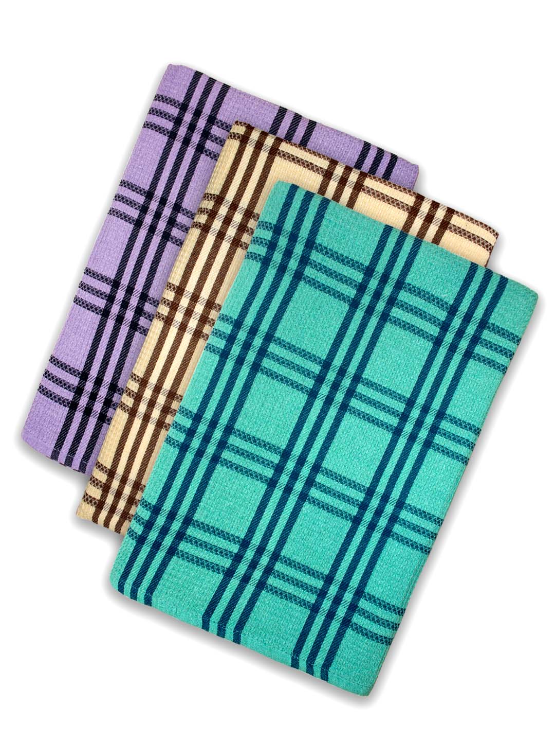 Premium Multicolor Waffle Cotton Bath Towel (Pack of 3) by Athom Living - Athom Living