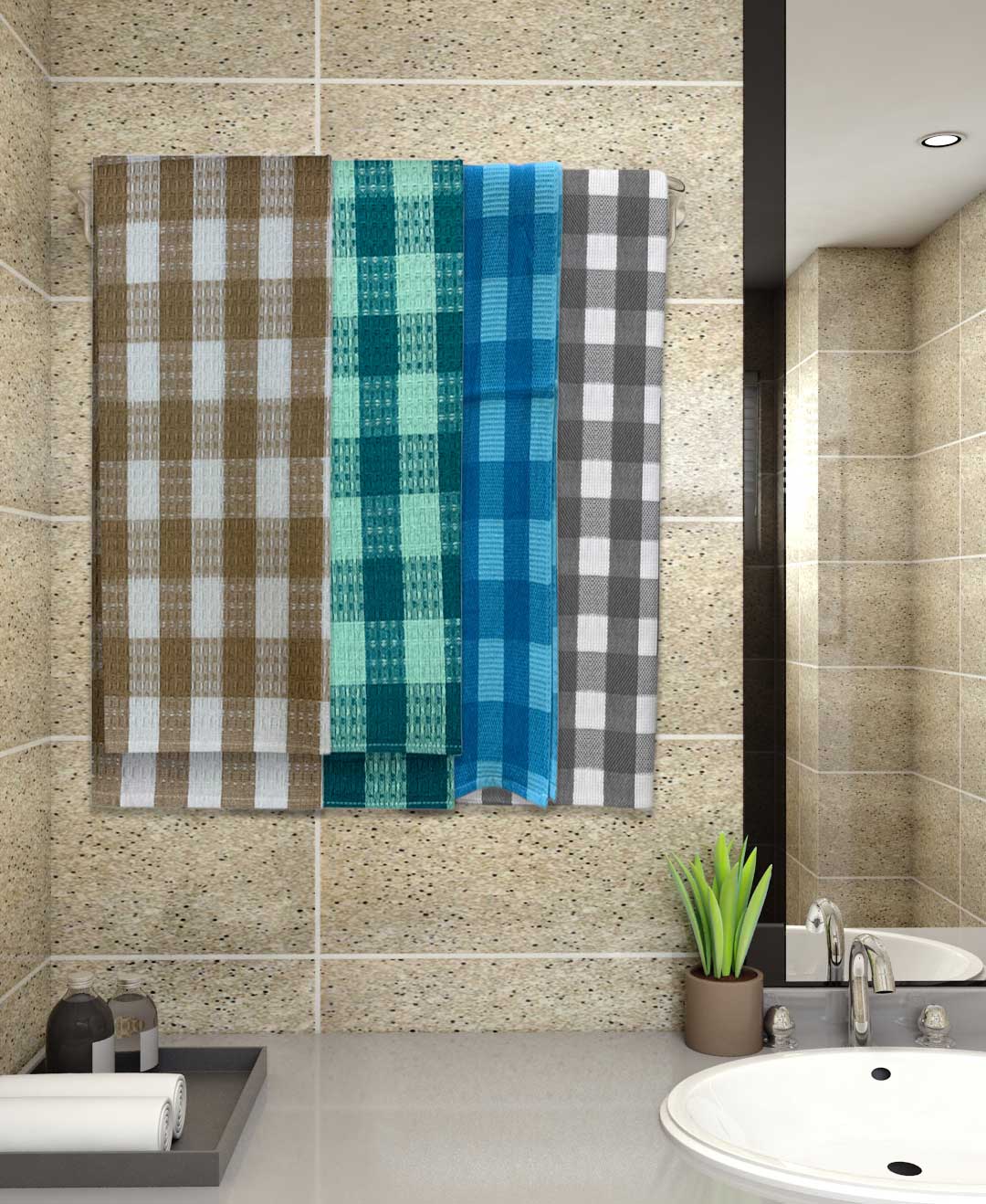 Premium Multicolors Light weight Cotton Bath Towel (Pack of 4) by Athom Living - Athom Living