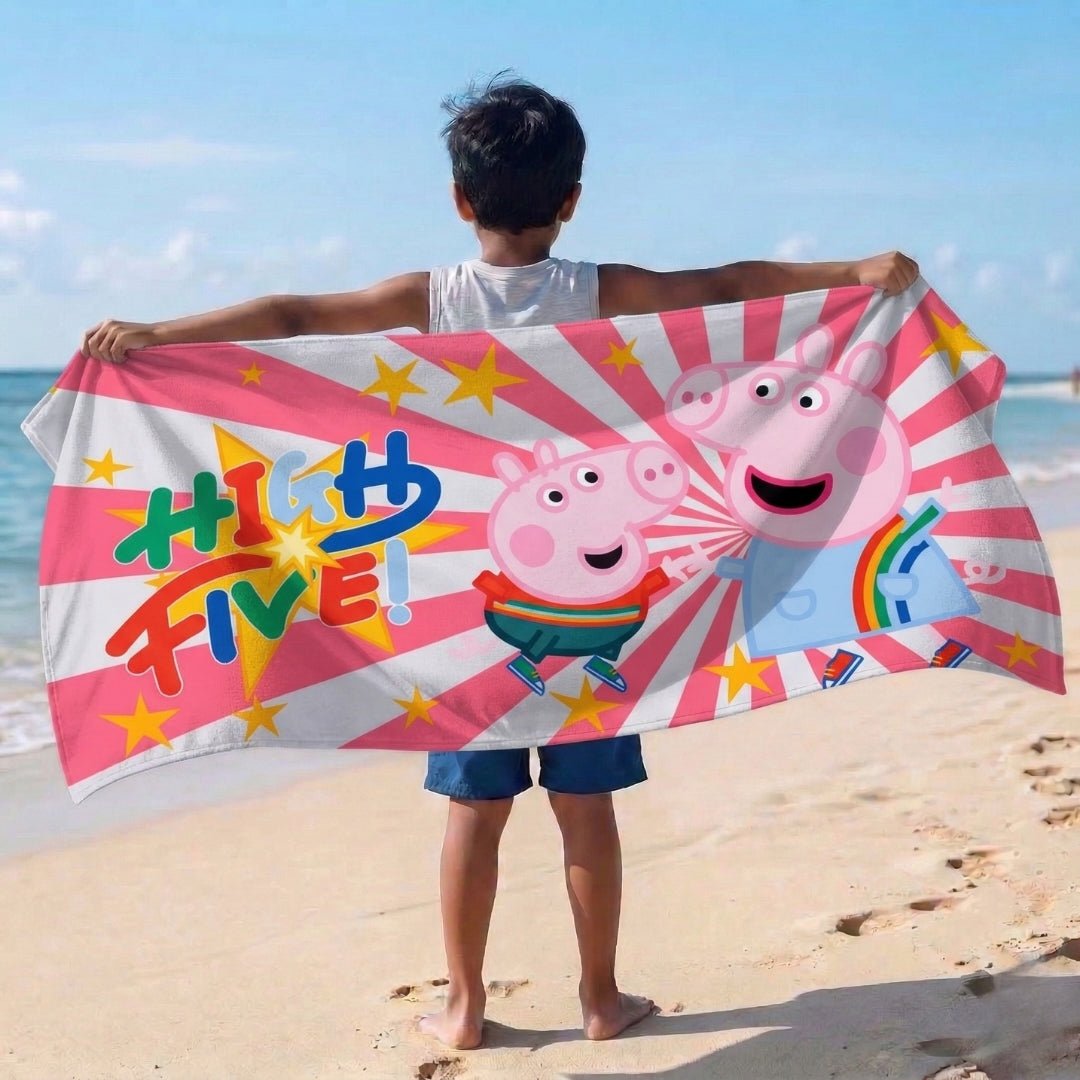 Premium Peppa Pig High Five Kids Cotton Bath Towel by Athom Living - Athom Living