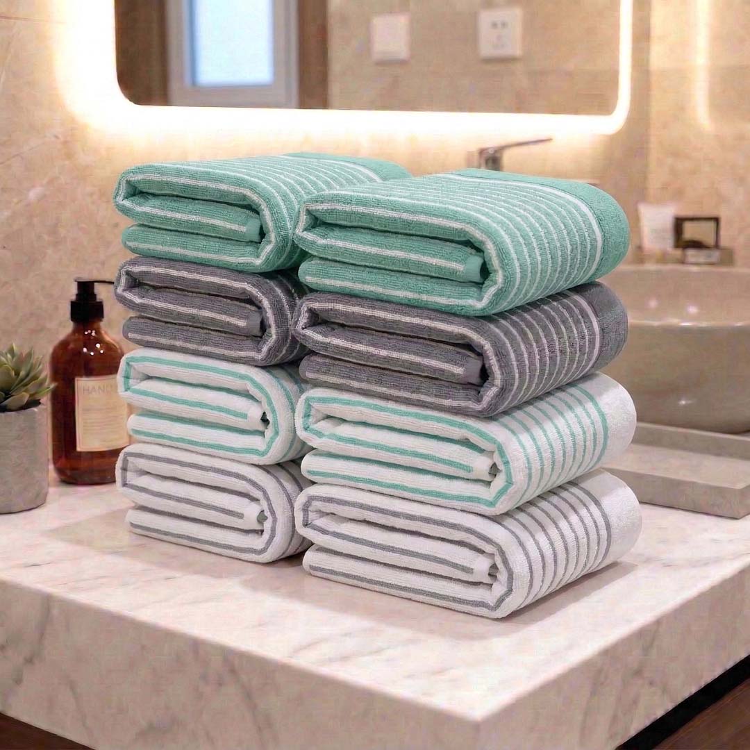 Premium Sea Green, Grey, White Cotton Hand Towels - Cotton Pack of 8 by Athom Living - Athom Living