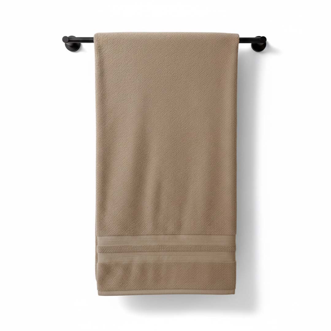 Premium Solid Beige Cotton Bath Towel by Athom Living - Athom Living