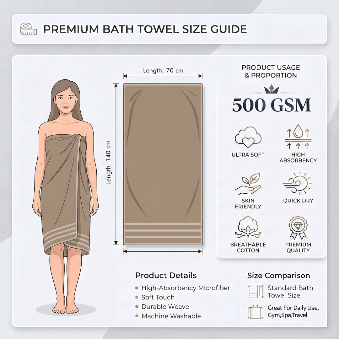 Premium Solid Beige, Green, Blue Cotton Bath Towel (Pack of 3) by Athom Living - Athom Living
