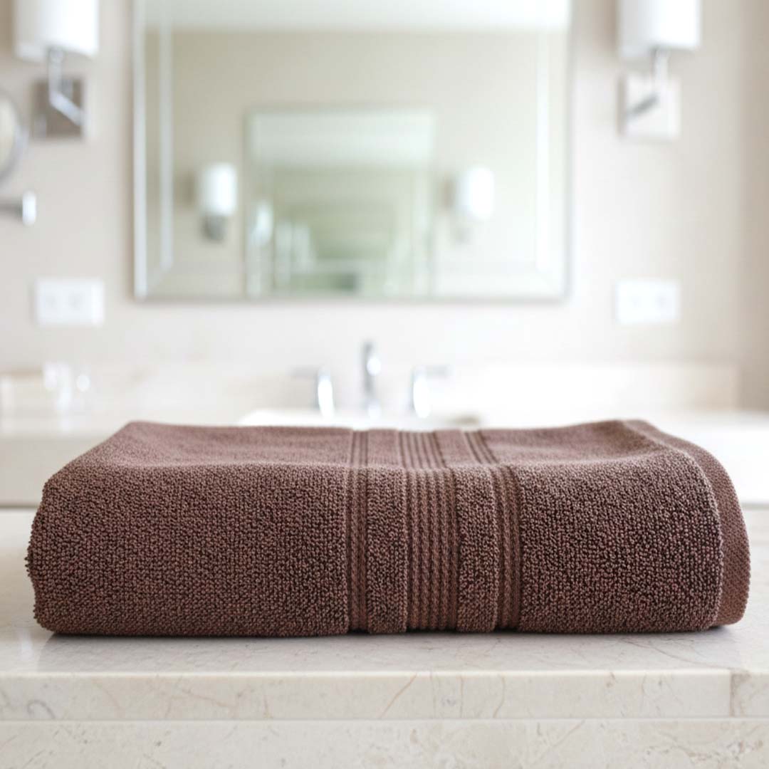 Premium Solid Brown Cotton Bath Towel by Athom Living - Athom Living