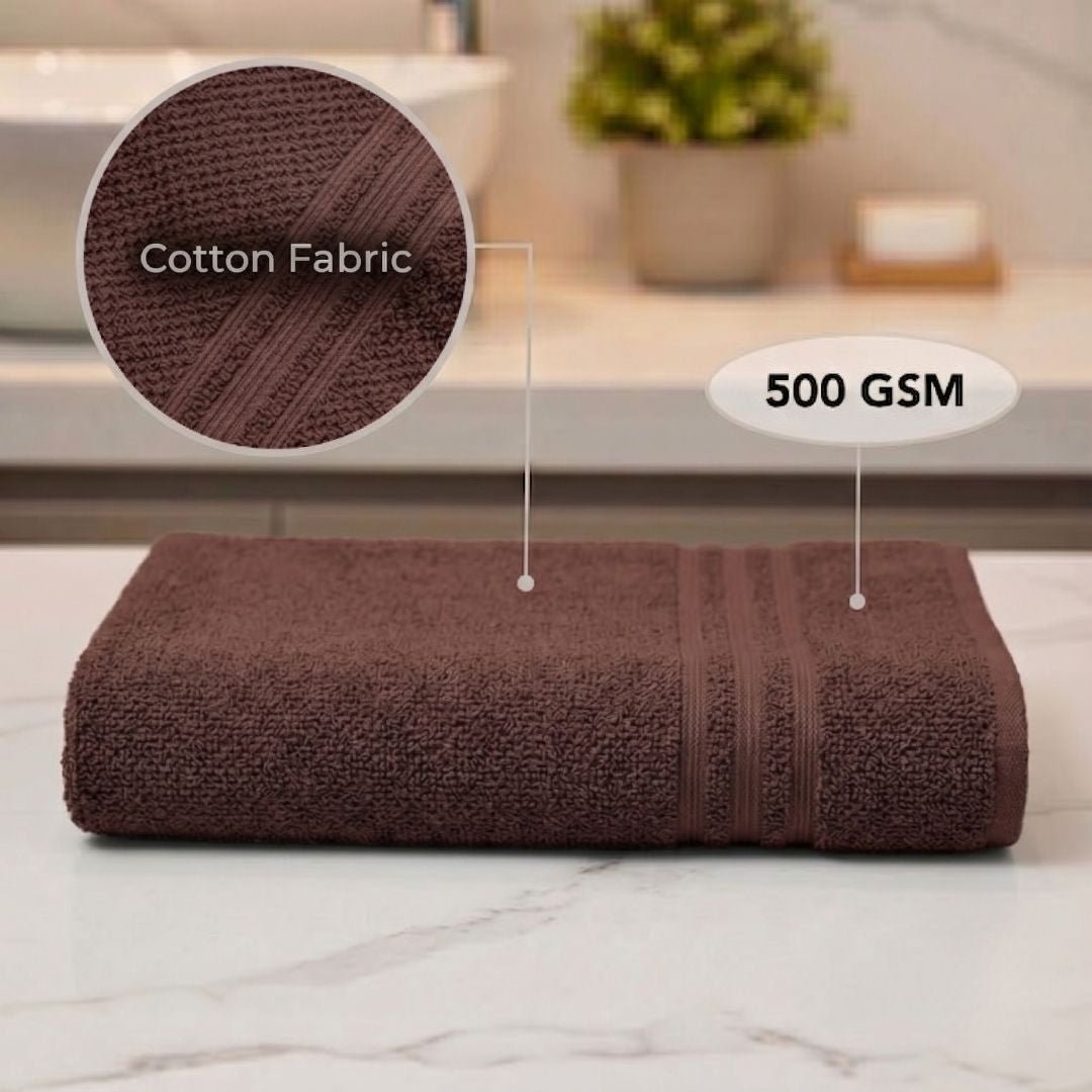 Premium Solid Brown Cotton Bath Towel (Pack of 2) by Athom Living - Athom Living
