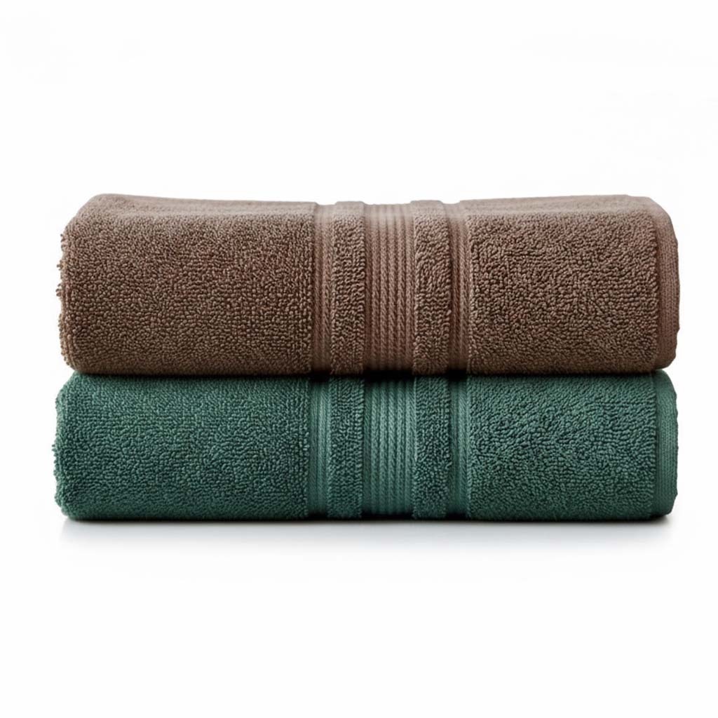 Premium Solid Brown Cotton Bath Towel (Pack of 2) by Athom Living - Athom Living