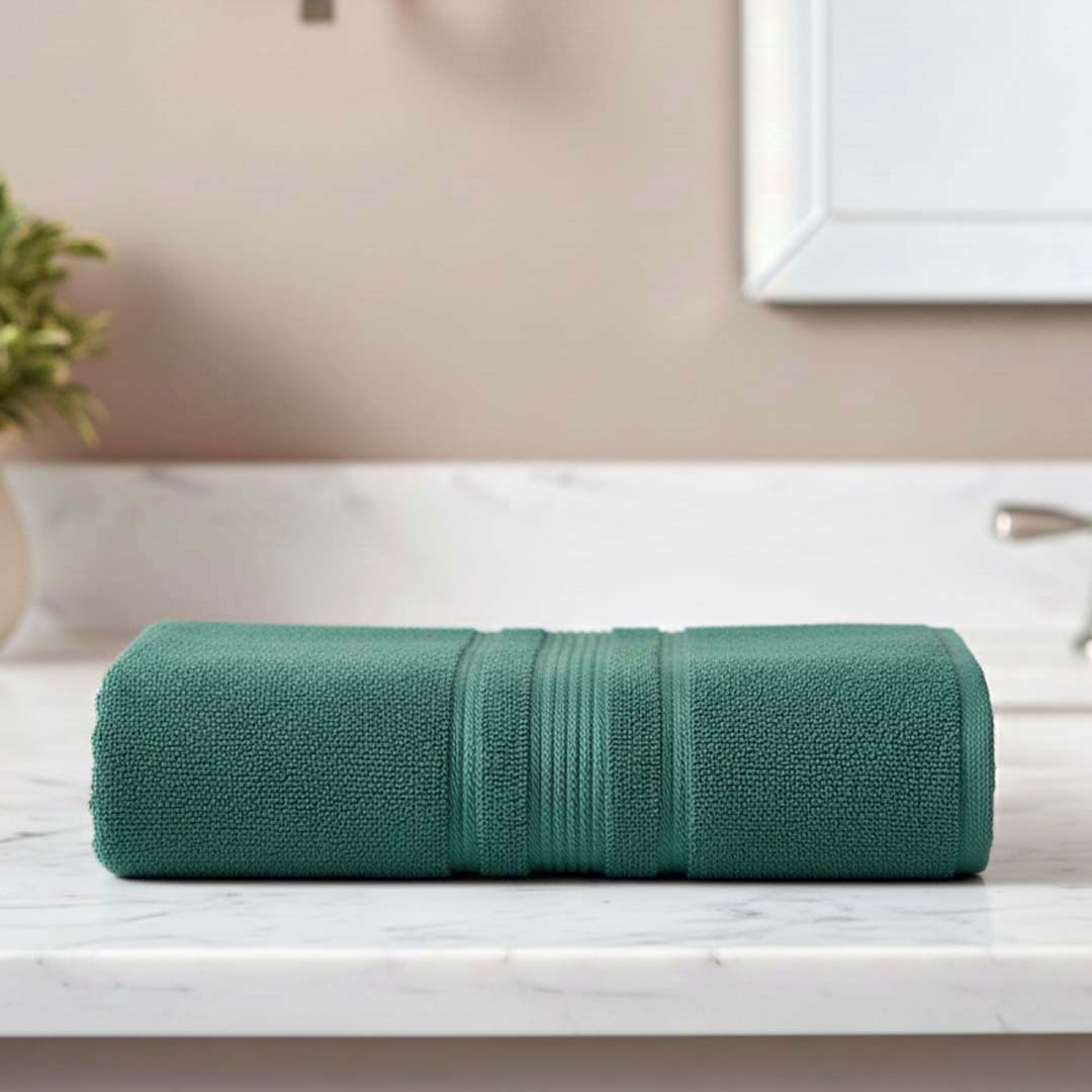Premium Solid Dark Green Cotton Bath Towel by Athom Living - Athom Living