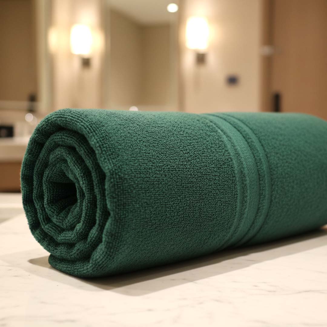 Premium Solid Dark Green Cotton Bath Towel (Pack of 3) by Athom Living - Athom Living