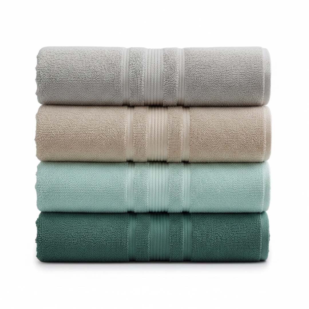 Premium Solid Grey, Beige, Green Cotton Bath Towel (Pack of 4) by Athom Living - Athom Living