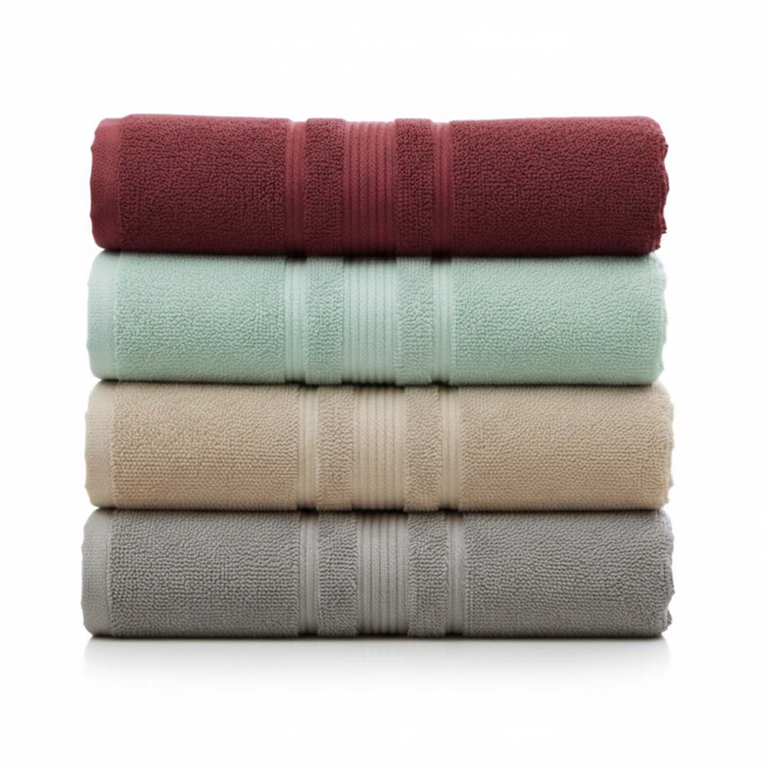 Premium Solid Grey, Beige, Green, Maroon Cotton Bath Towel (Pack of 4) by Athom Living - Athom Living