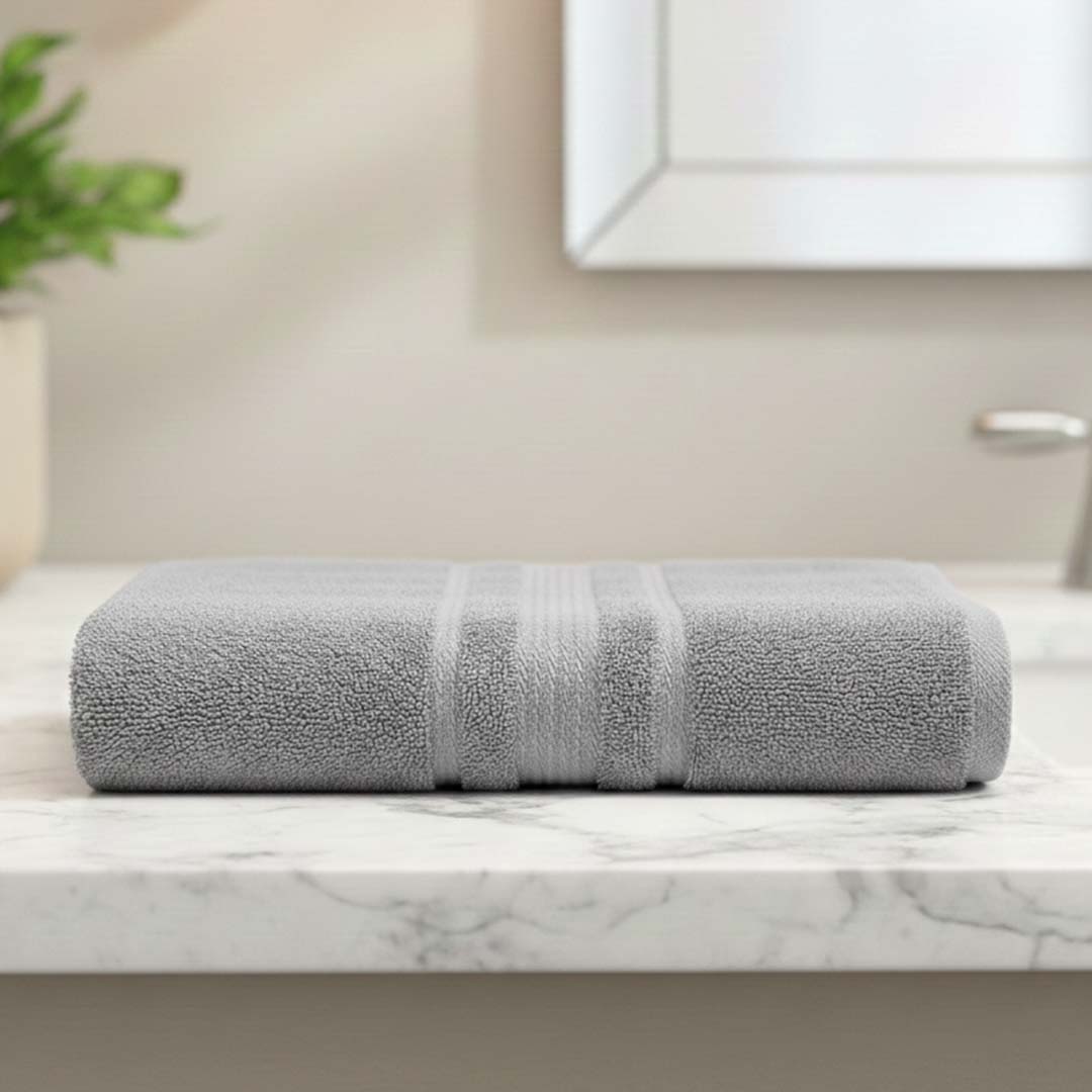 Premium Solid Grey Cotton Bath Towel by Athom Living - Athom Living