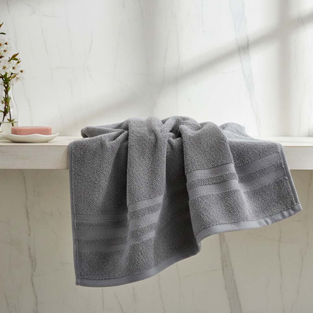 Premium Solid Grey & Green Cotton Bath Towel (Pack of 4) by Athom Living - Athom Living