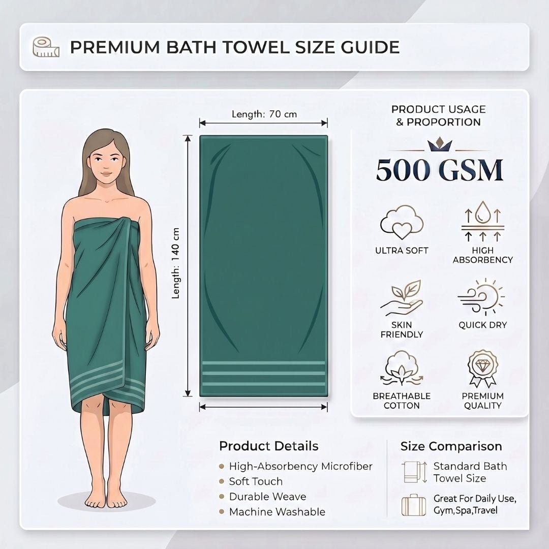 Premium Solid Grey, Maroon, Green Cotton Bath Towel (Pack of 3) by Athom Living - Athom Living