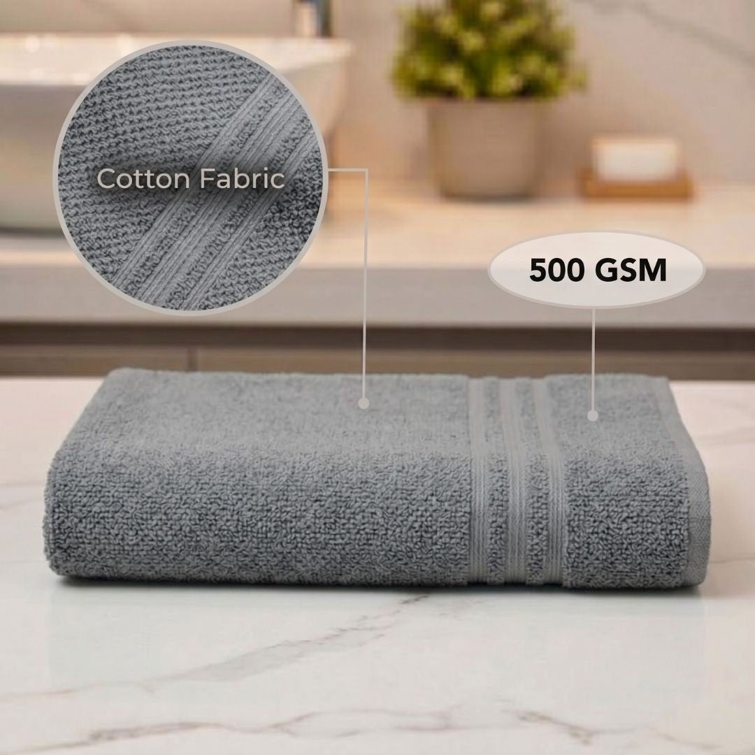 Premium Solid Grey & Navy Blue Cotton Bath Towel (Pack of 2) by Athom Living - Athom Living