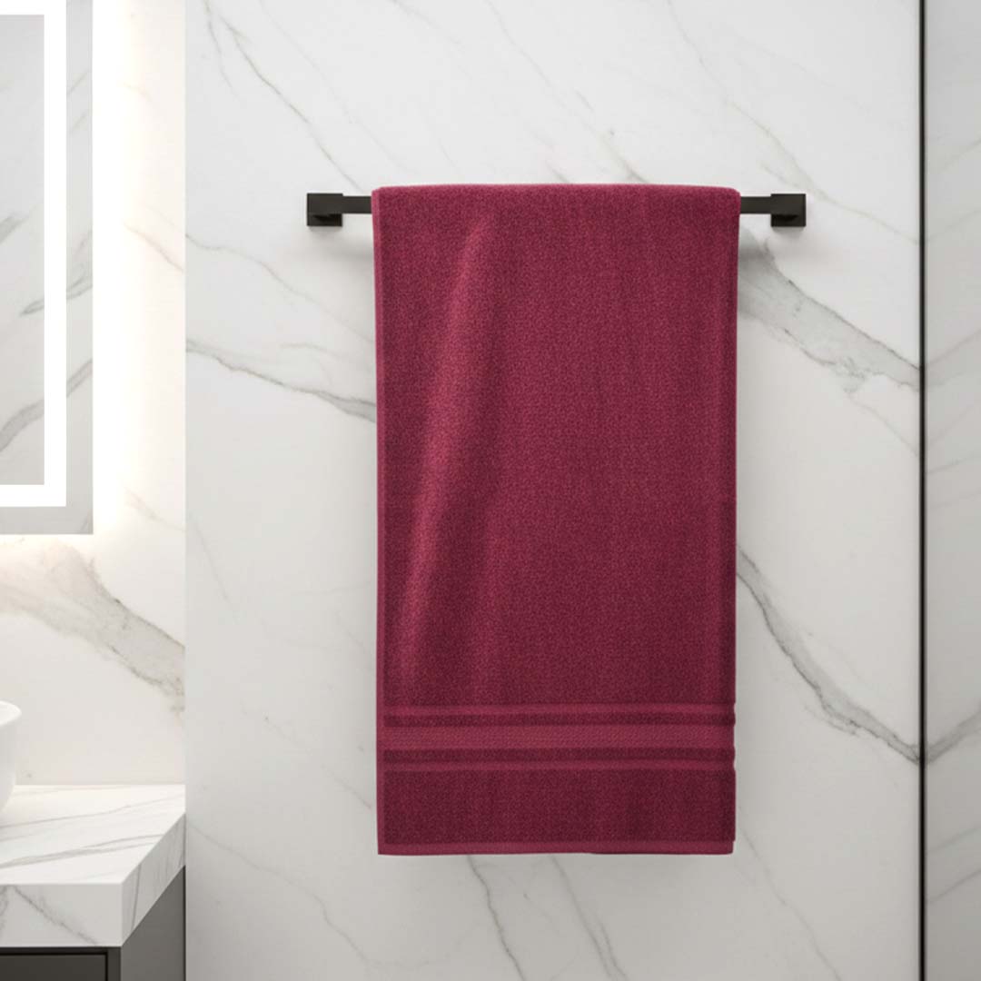Premium Solid Maroon & Brown Cotton Bath Towel (Pack of 2) by Athom Living - Athom Living