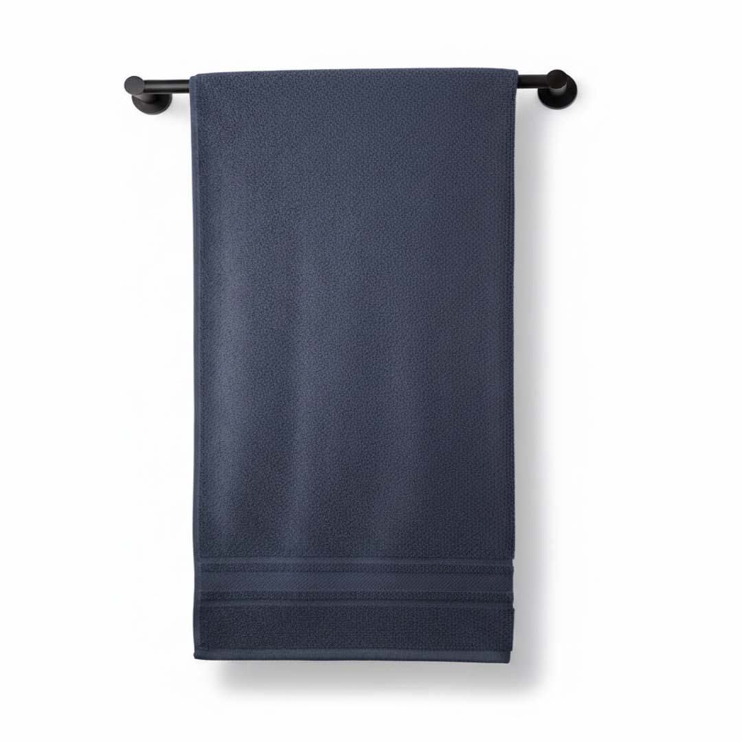Premium Solid Navy Blue Cotton Bath Towel by Athom Living - Athom Living