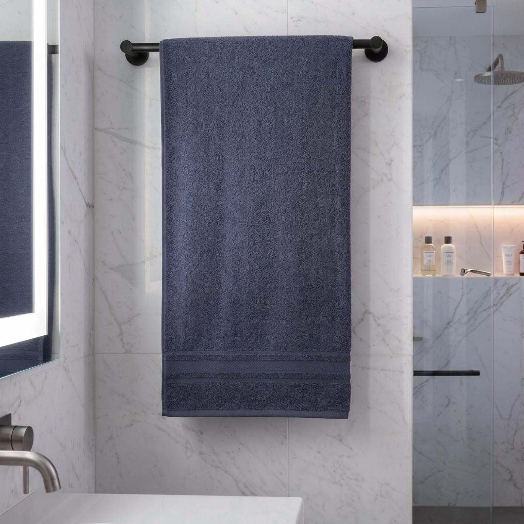 Premium Solid Navy Blue Cotton Bath Towel by Athom Living - Athom Living