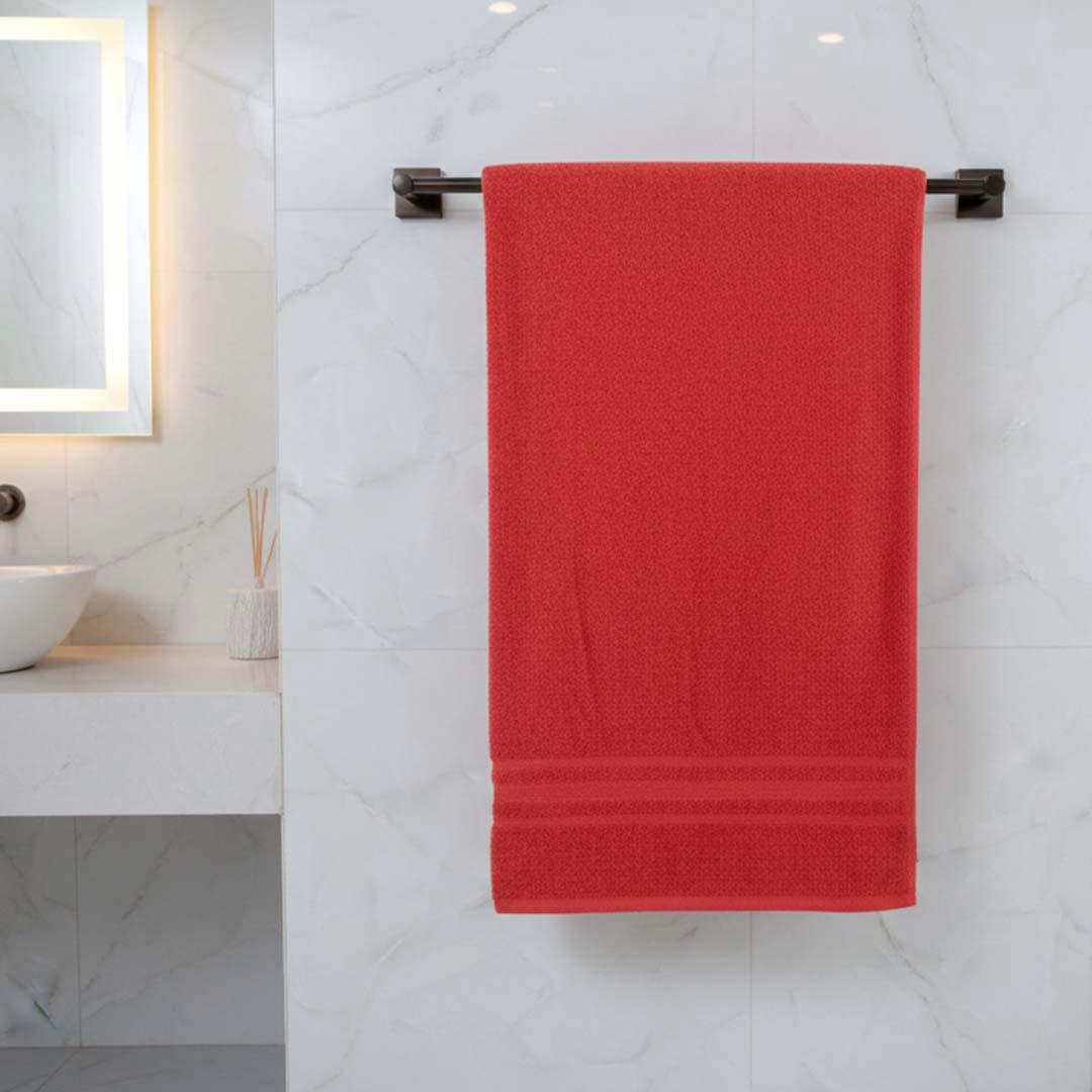 Premium Solid Red Cotton Bath Towel (Pack of 2) by Athom Living - Athom Living