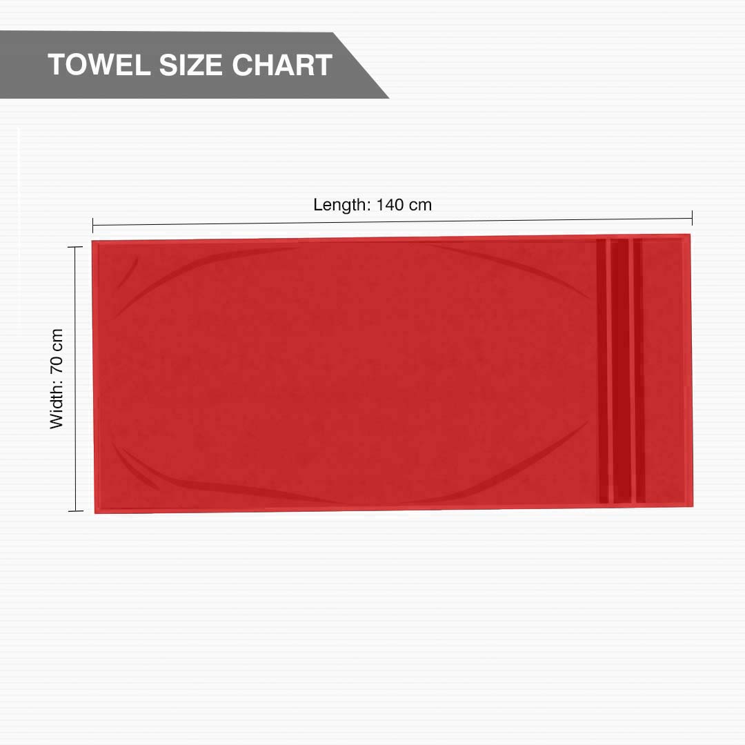 Premium Solid Red Cotton Bath Towel (Pack of 2) by Athom Living - Athom Living