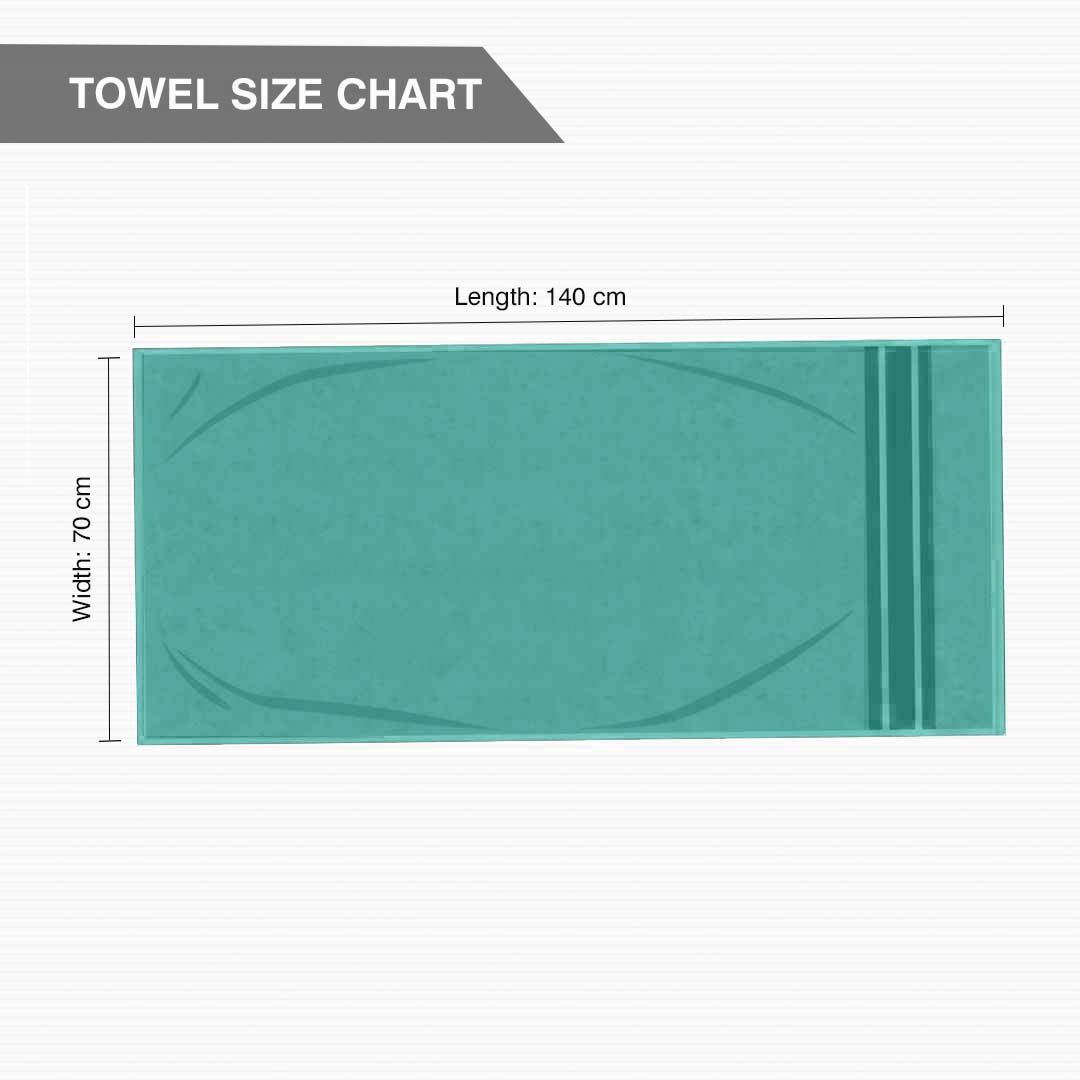 Premium Solid Water Green & Red Cotton Bath Towel (Pack of 2) by Athom Living - Athom Living