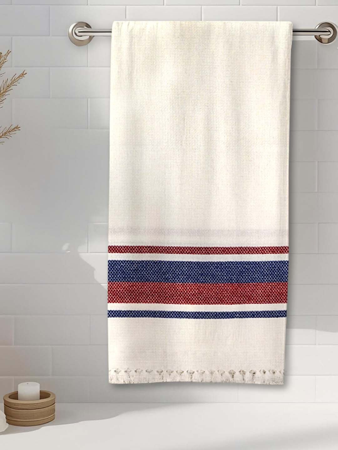 Premium Waffle White Coton Bath Towel by Athom Living - Athom Living
