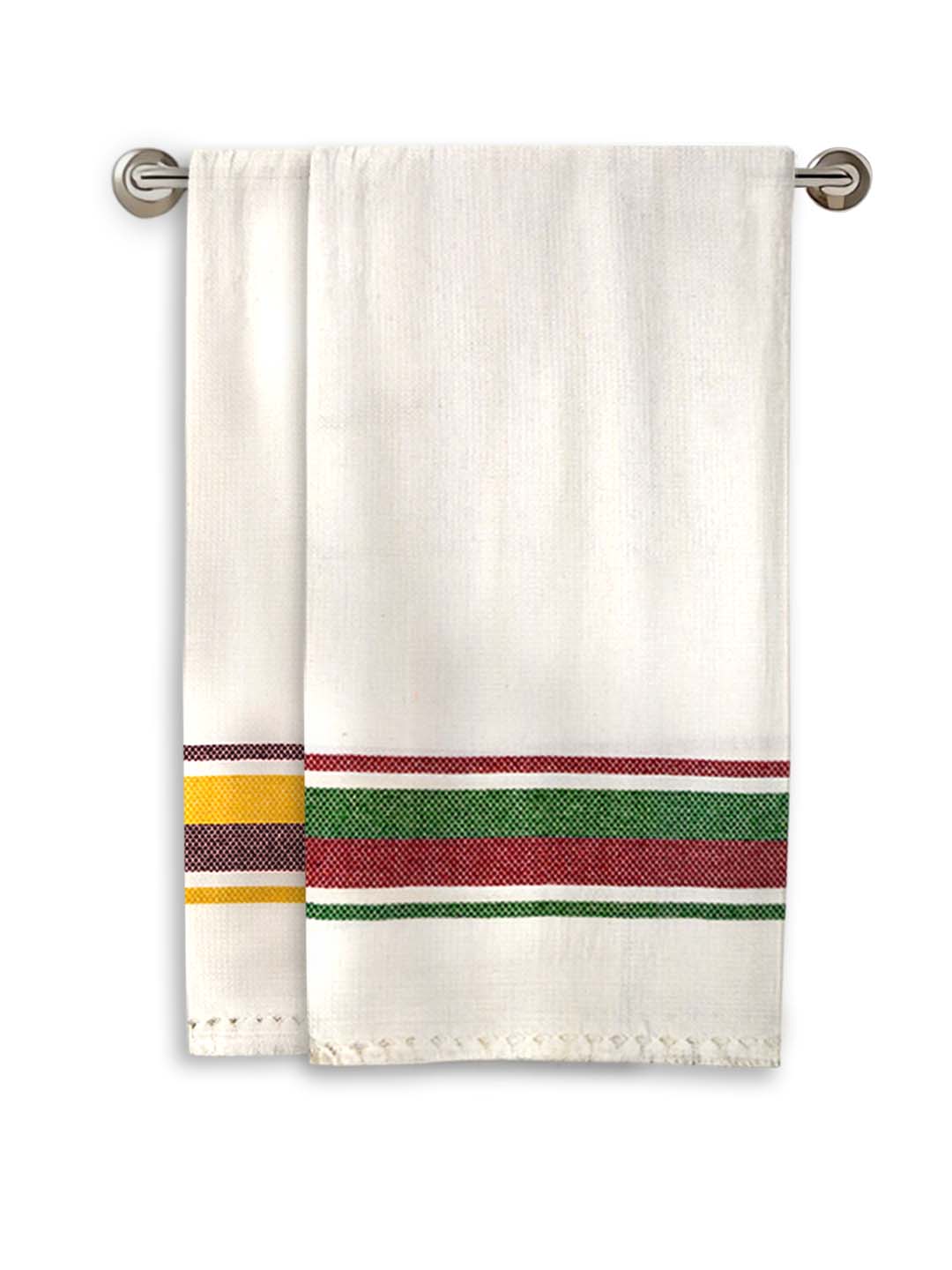 Premium White Waffle Coton Bath Towel (Pack of 2) by Athom Living - Athom Living