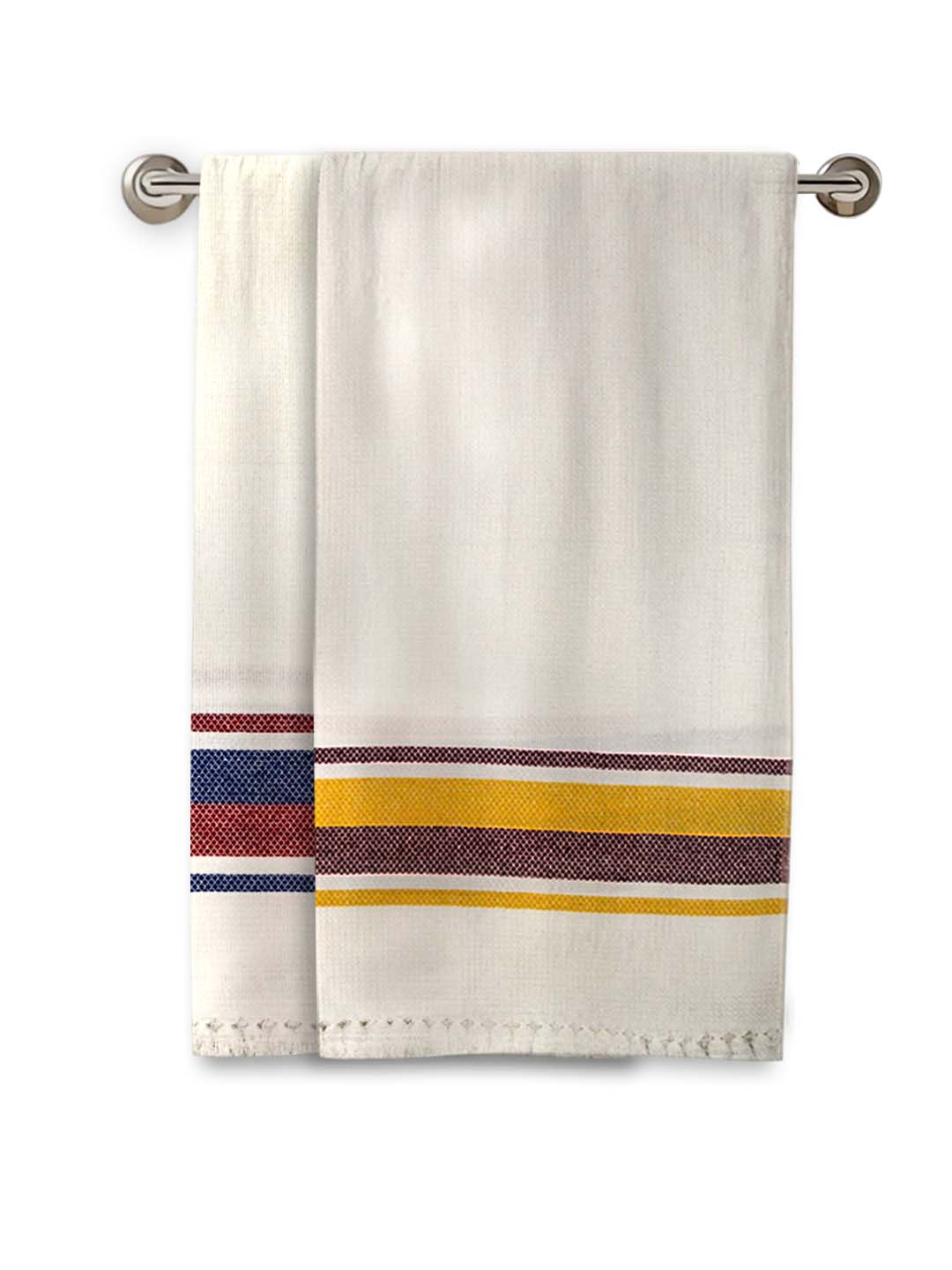 Premium White Waffle Coton Bath Towel (Set of 2) by Athom Living - Athom Living