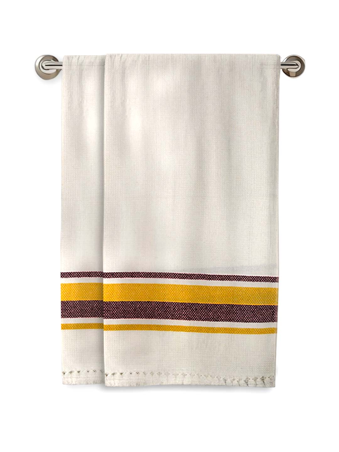 Premium White Waffle Cotton Bath Towel (Pack of 2) by Athom Living - Athom Living