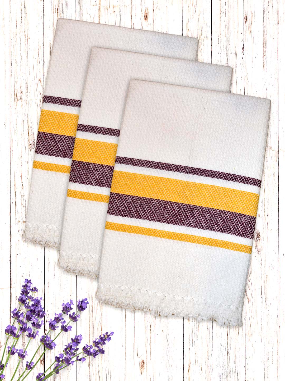 Premium White Waffle Cotton Bath Towel (Pack of 3) by Athom Living - Athom Living