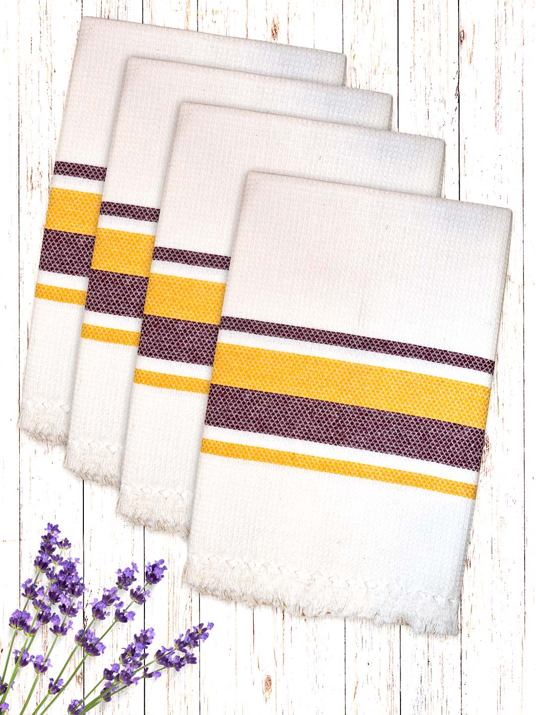 Premium White Waffle Cotton Bath Towel (Pack of 4) by Athom Living - Athom Living