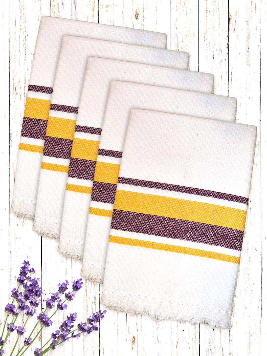 Premium White Waffle Cotton Bath Towel (Pack of 5) by Athom Living - Athom Living