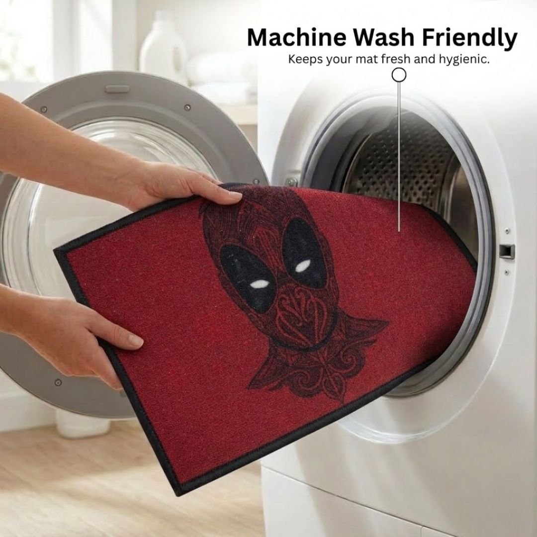 Red in Color Deadpool Kids Bathmat Combo - Pack of 2 by Athom Living - Athom Living