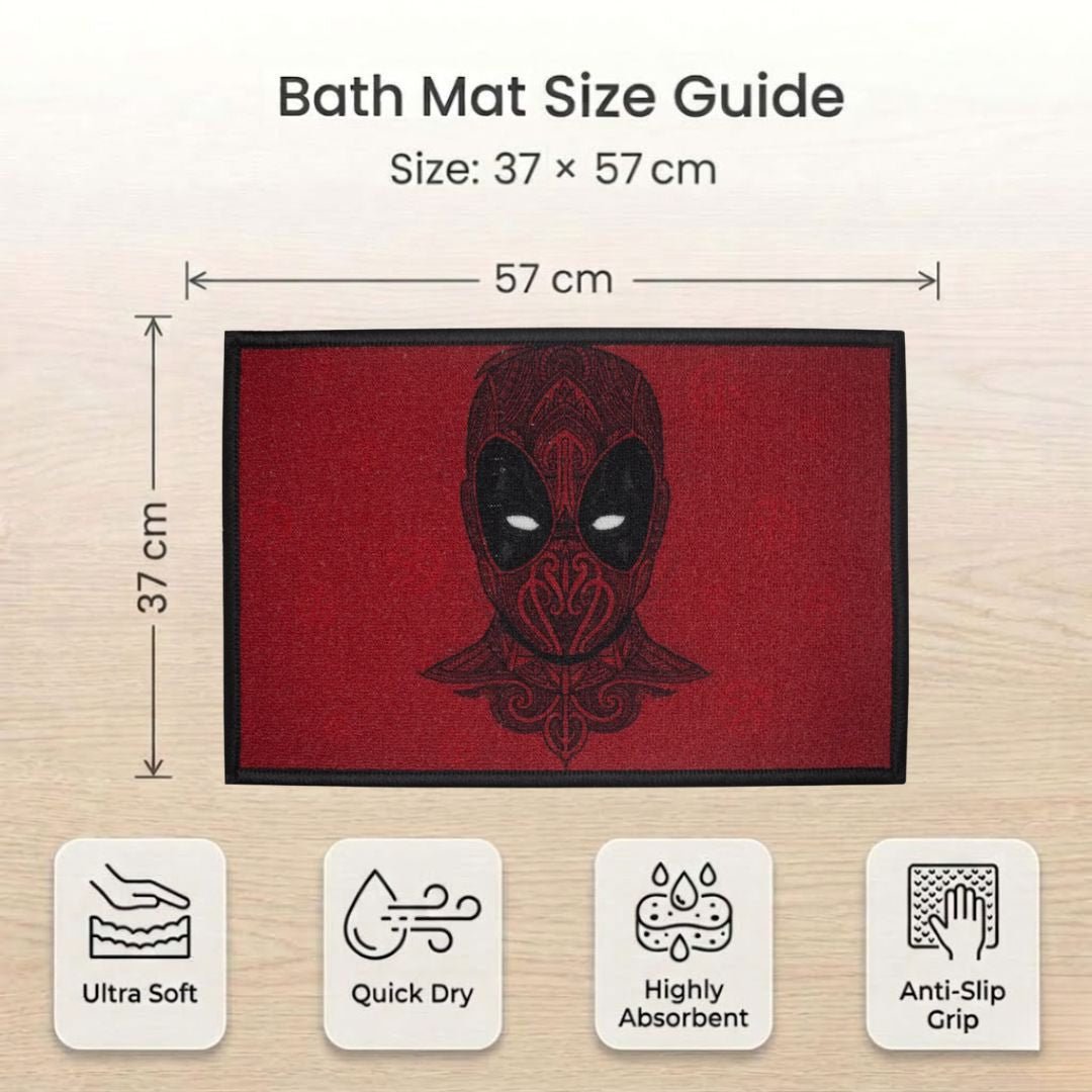 Red in Color Deadpool Kids Bathmat Combo - Pack of 2 by Athom Living - Athom Living