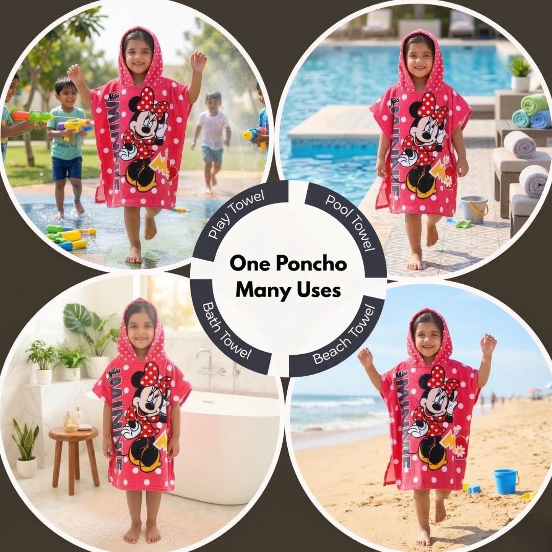 Red Miss Minnie Hooded Poncho Towel for Kids by Athom Living - Athom Living