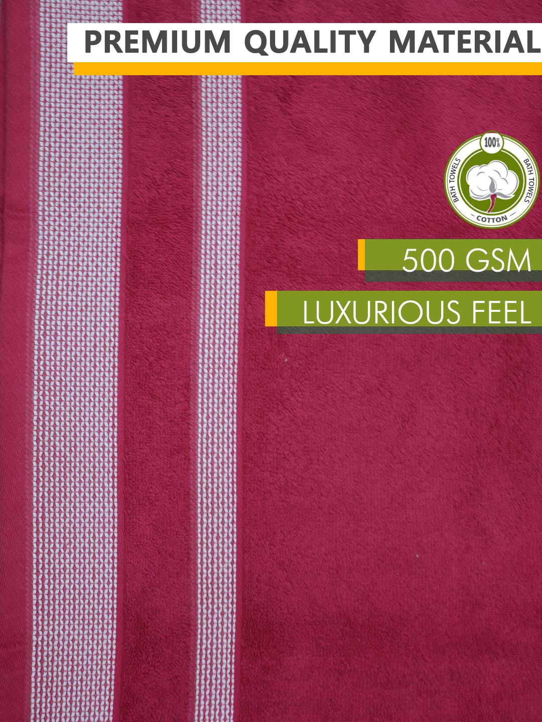 Red Premium 500GSM Cotton Bath Towel by Athom Living - Athom Living