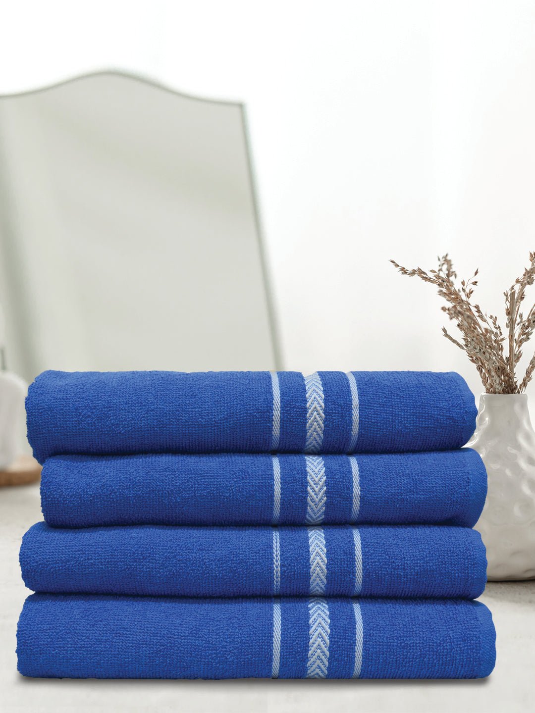 Royal Blue Soft Textured Bath Towel (Pack of 4) by Athom Living - Athom Living